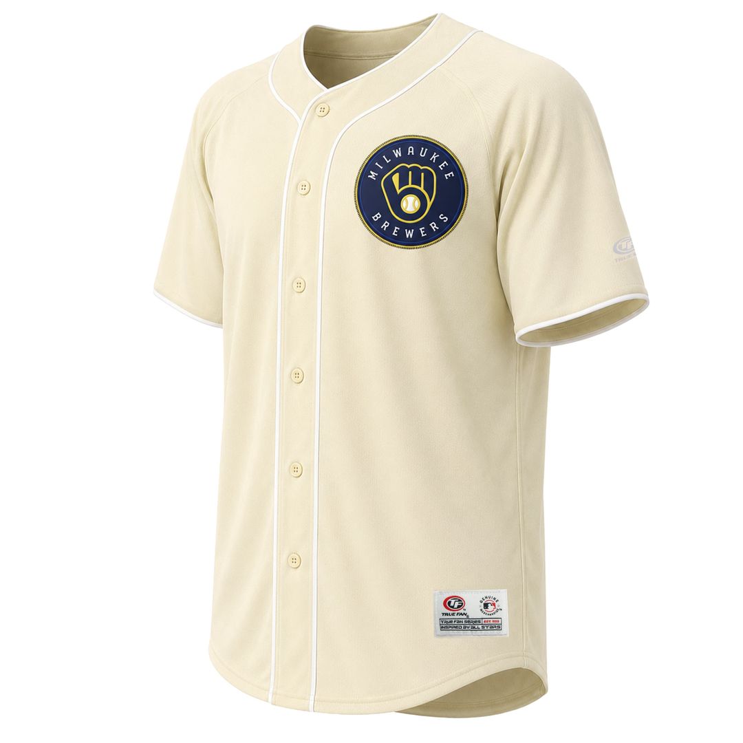 Milwaukee Brewers Stitches Cream Authentic Baseball Jersey