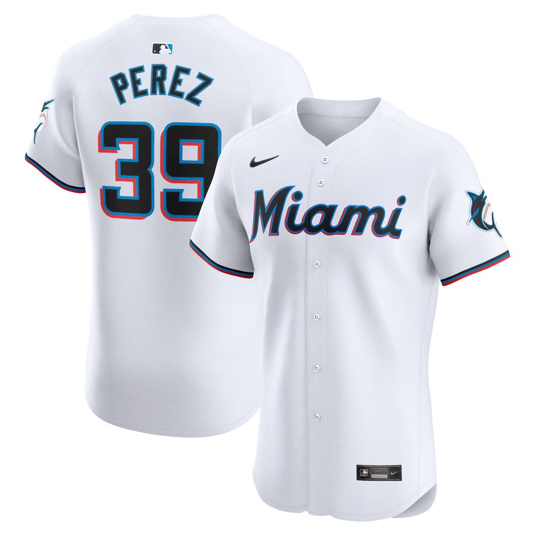 Miami Marlins Nike White Authentic MLB baseball jersey