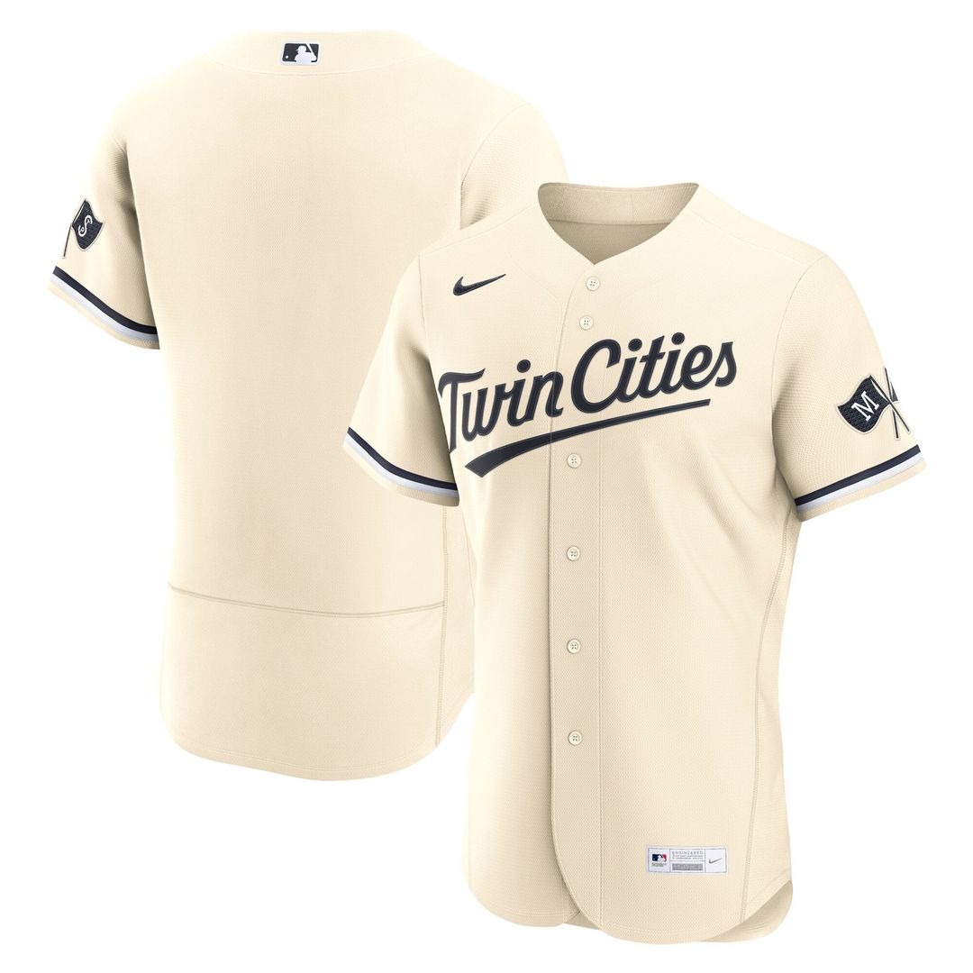 Minnesota Twins Nike Cream Authentic MLB baseball jersey