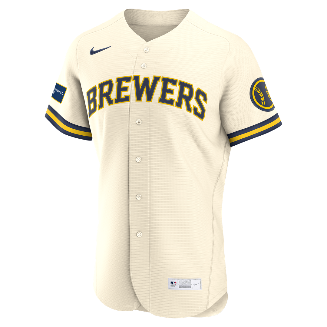 Milwaukee Brewers Nike Cream Authentic Baseball Jersey