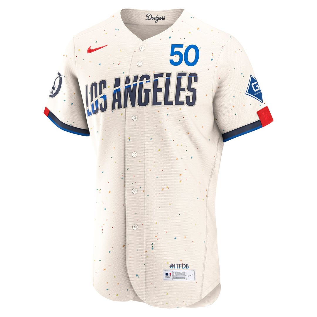 Los Angeles Dodgers Nike Cream Authentic Baseball Jersey
