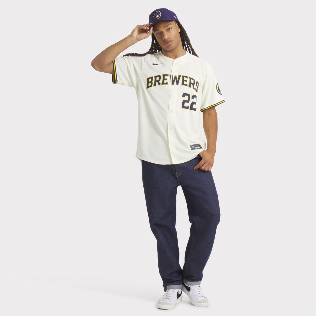 Milwaukee Brewers Nike Cream Baseball Jersey