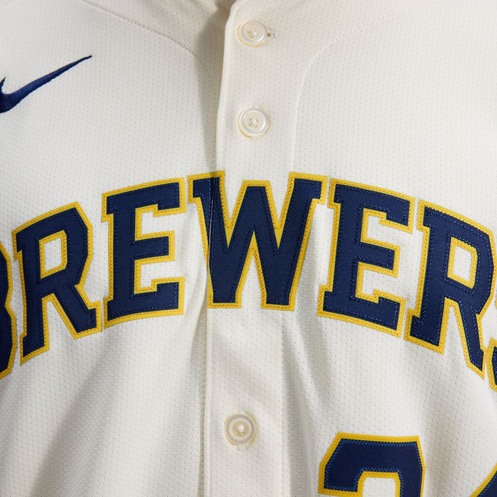Milwaukee Brewers Nike Cream Authentic Baseball Jersey