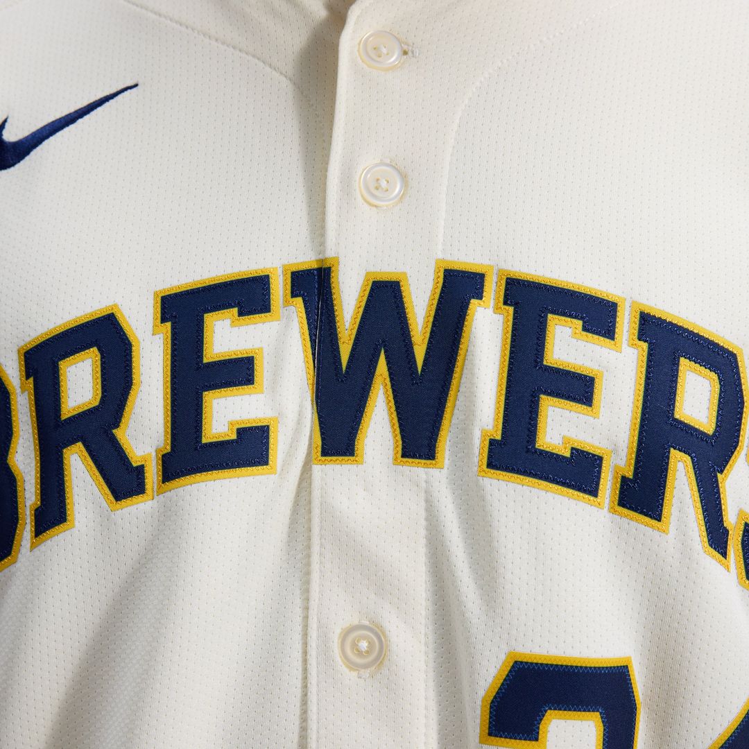 Milwaukee Brewers Nike Cream Authentic Baseball Jersey