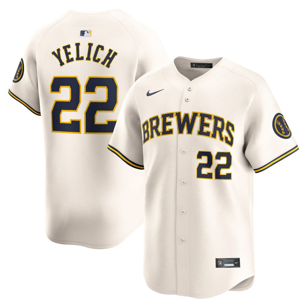 Milwaukee Brewers Nike Cream MLB baseball jersey