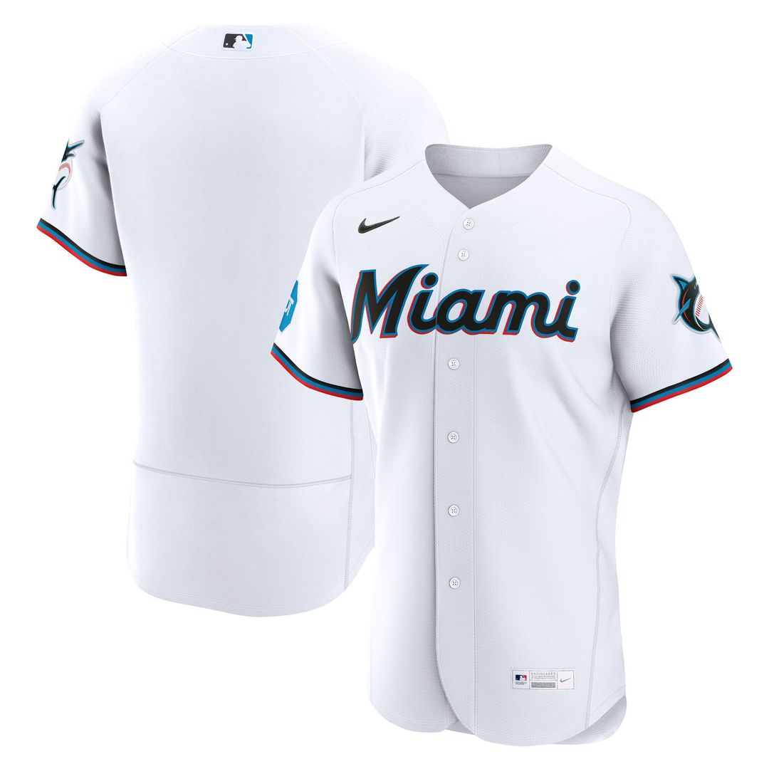 Miami Marlins Nike White Authentic MLB baseball jersey