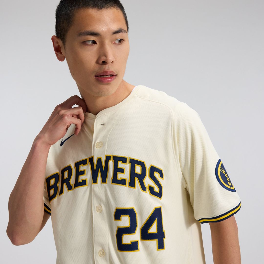 Milwaukee Brewers Nike Cream Authentic Baseball Jersey