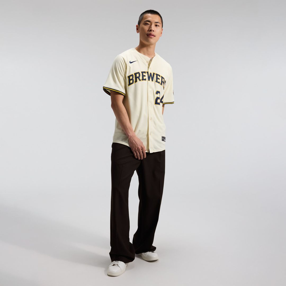 Milwaukee Brewers Nike Cream Authentic Baseball Jersey