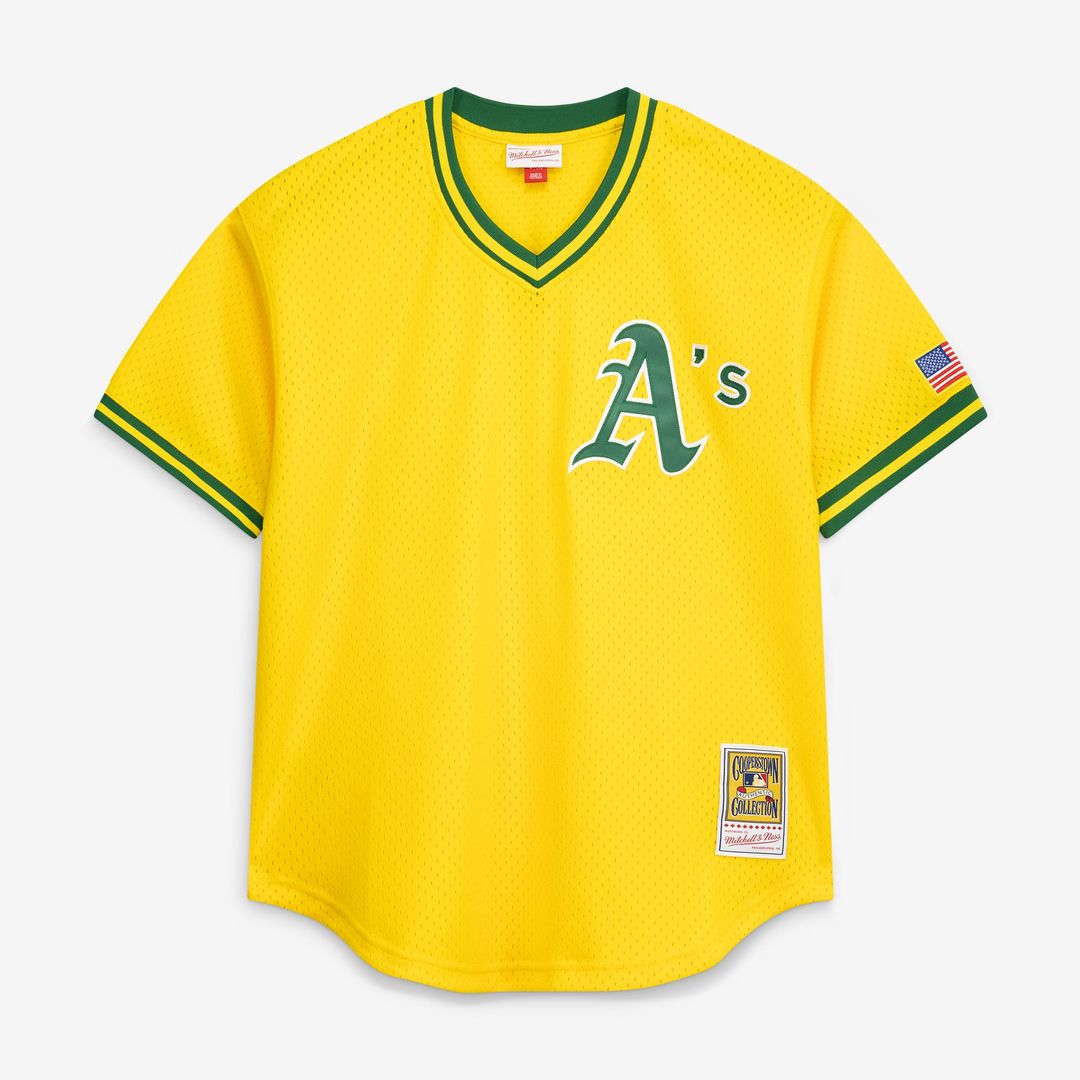 Athletics Mitchell & Ness Yellow Authentic Baseball Jersey