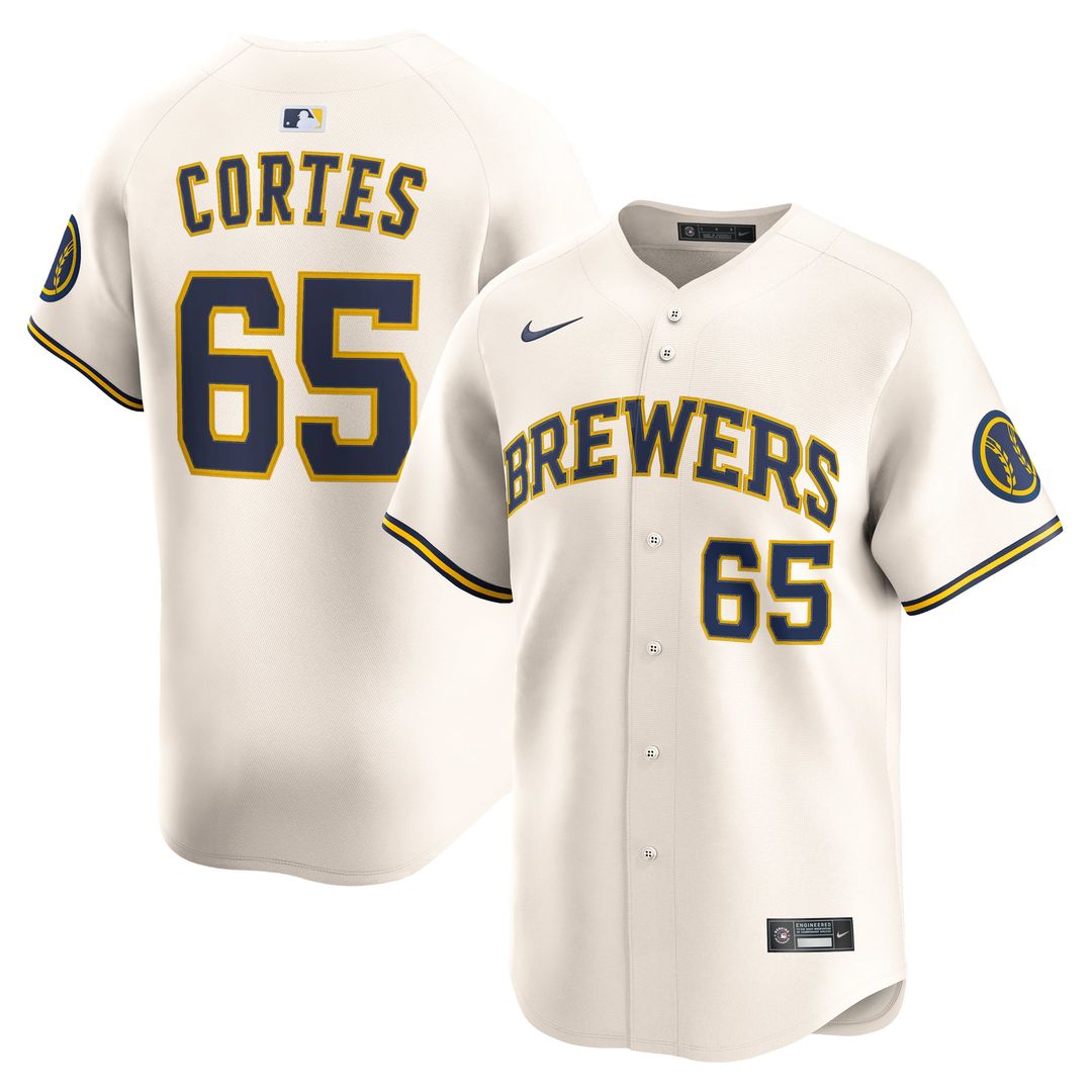 Milwaukee Brewers Nike Cream Authentic MLB baseball jersey