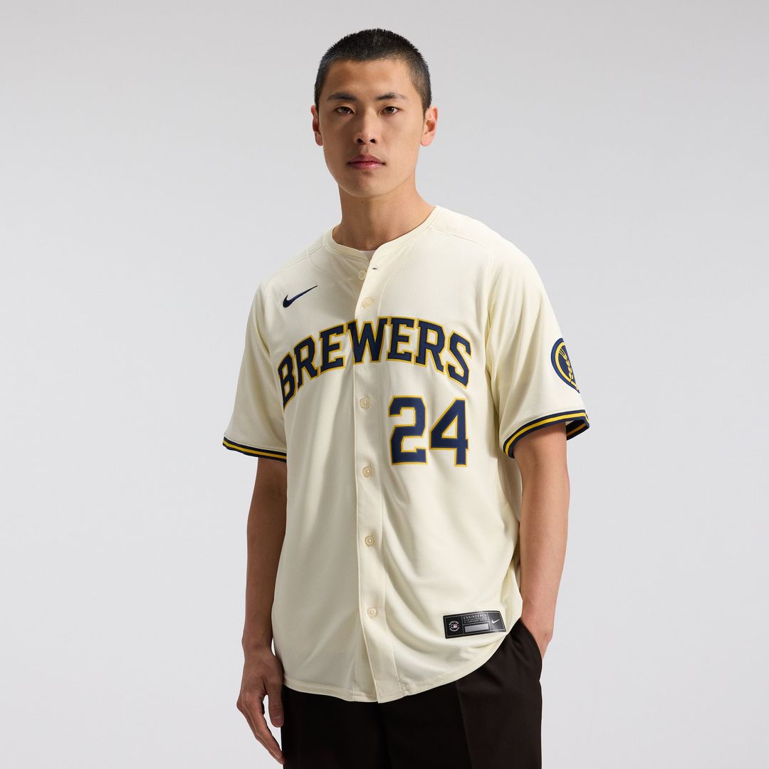 Milwaukee Brewers Nike Cream Authentic Baseball Jersey