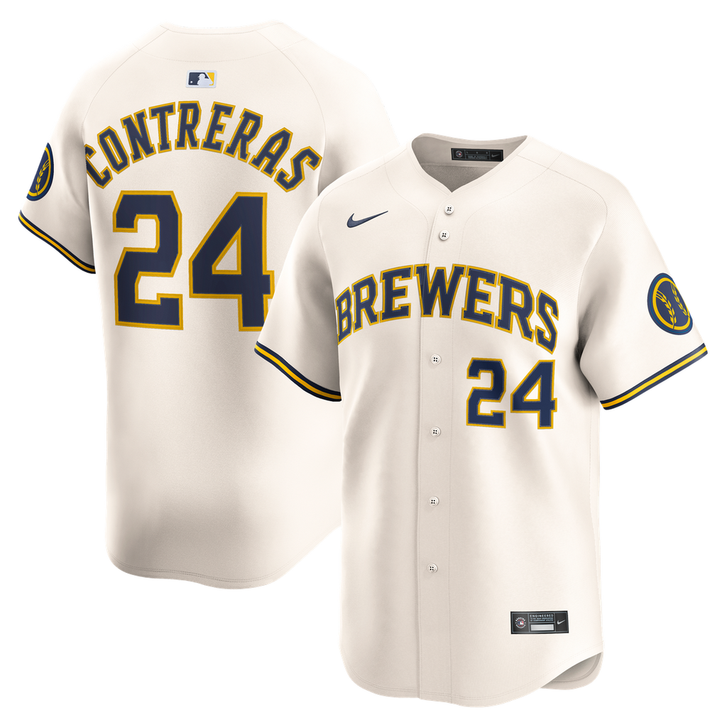 Milwaukee Brewers Nike Cream Authentic MLB baseball jersey