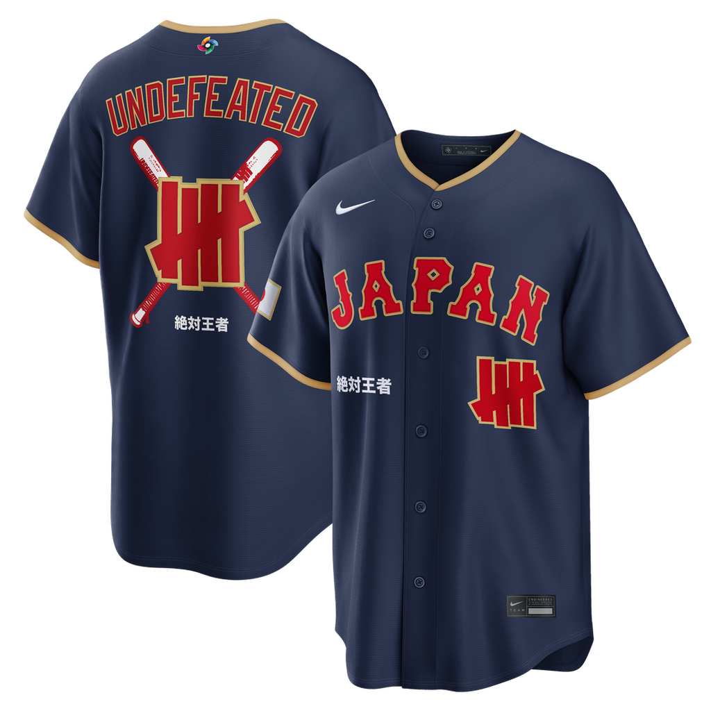 Japan Baseball Nike x Undefeated Navy MLB baseball jersey