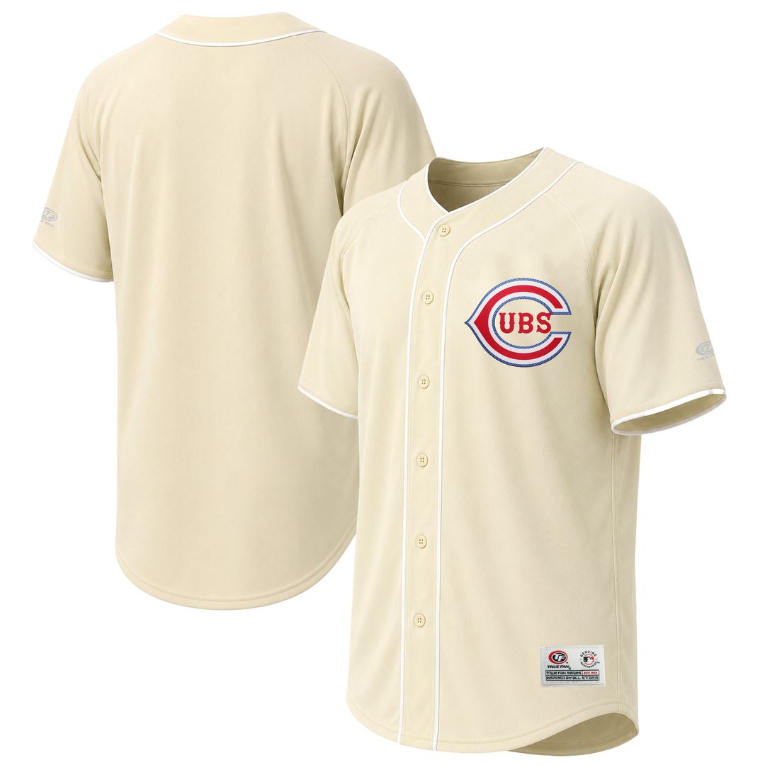 Chicago Cubs Stitches Cream Authentic MLB baseball jersey